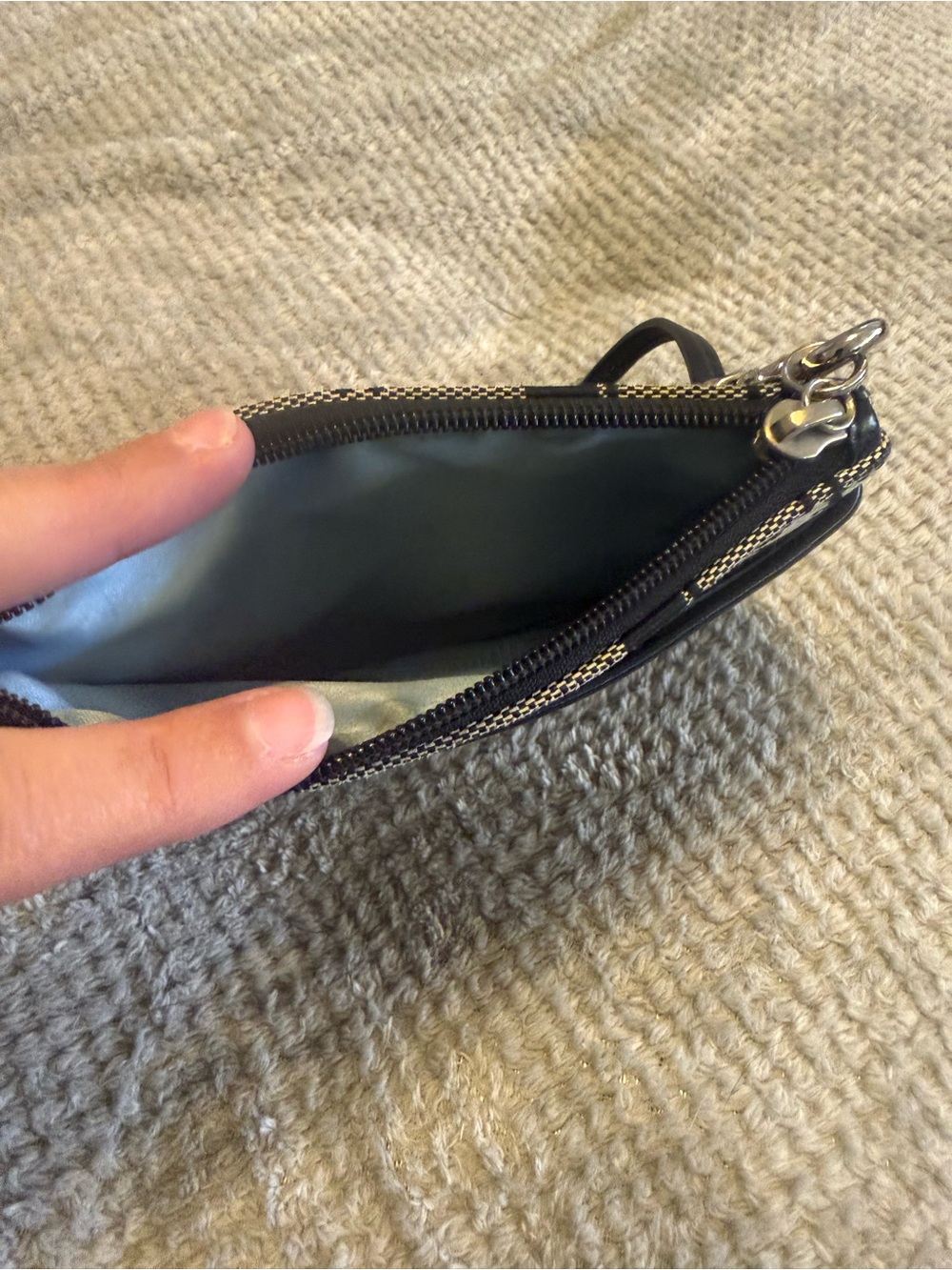 Coach Black and Tan Signature Canvas Wristlet - Picture 5 of 6